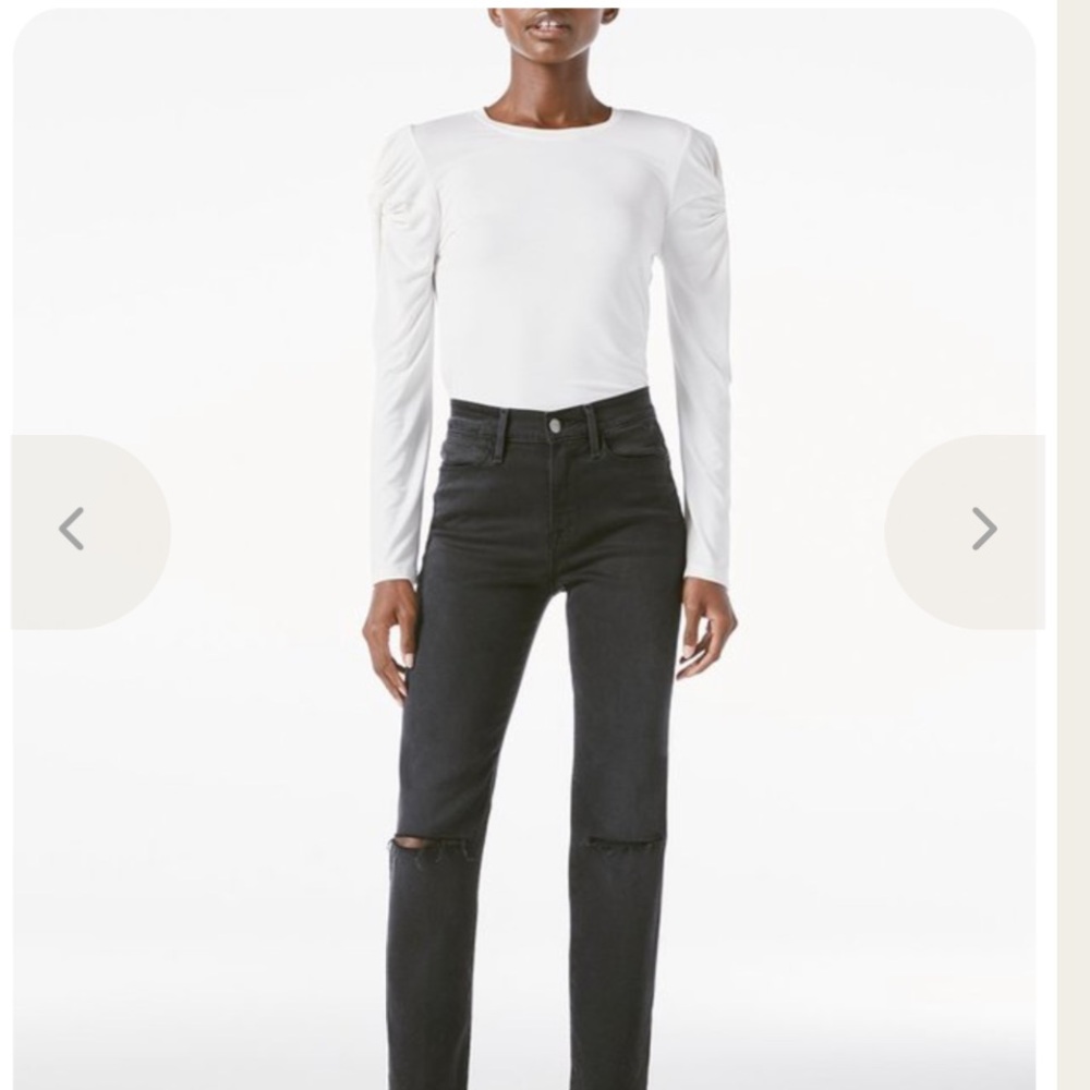 Frame Denim Twisted Sleeve Long Sleeve Top Off White. Size XS. - Picture 4 of 12